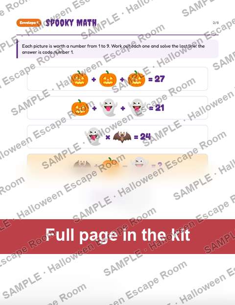 Sample page from the kit: Spooky Math