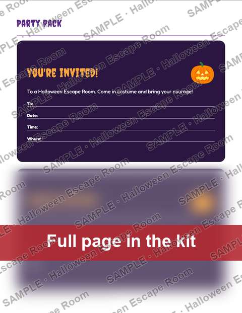 Sample page from the kit: Party invitations